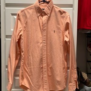 Men’s orange button down polo